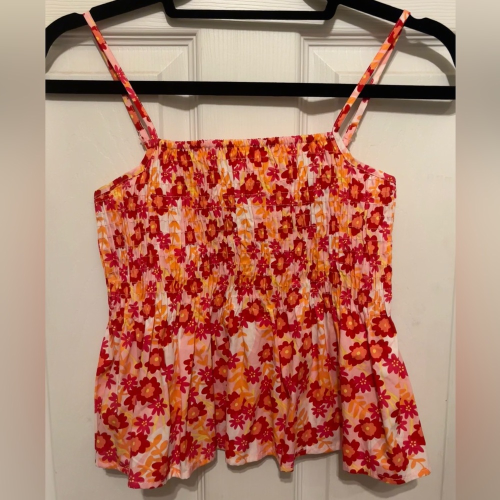 Orange and pink floral summer crop top